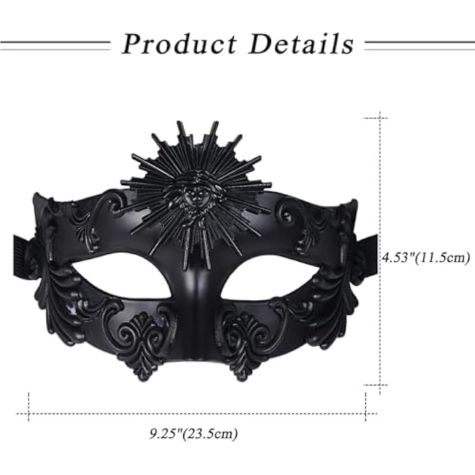 OIDEA HERREN MASKE VENEZIANISCHE HALBEMASKE: SONNENGOTT MASKERADE GRIECHISCHE RMISCHE AUGENMASKE STEAMPUNK KARNEVALSMASKE KOSTM KARNEVAL COSPLAY PARTY MASQUERADE FR MNNER - Image 2